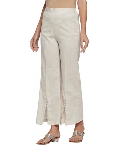 Linen Palazzo for Women, Wide Leg, One Side Pocket, Comfy Plus Size, Casual & Party Wear, Boot Cut Flared Design with Pearls ...