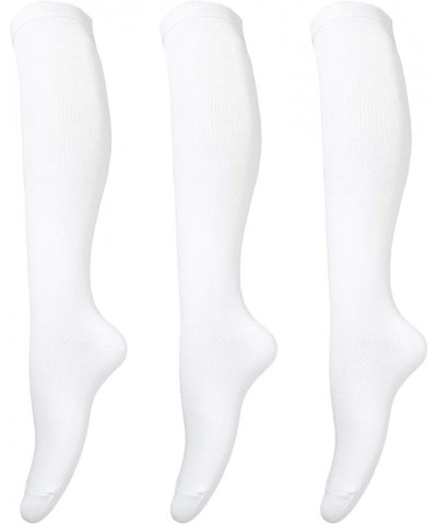 Women’s Knee High Socks, Combed Cotton (86%), Non-Slip, Stretch, Adjusted Calf, Soft, Non See Through (Size 5-9) White $8.52 ...