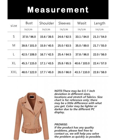 Faux Suede Leather Jackets for Women, Spring and Winter Fashion Moto Biker Short Coat Beige Brown $24.74 Coats