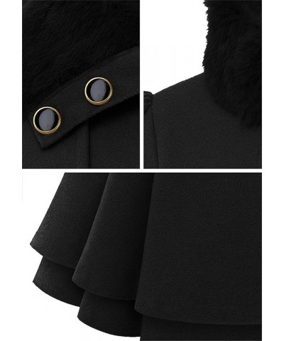 Women's Lapel Pleated Coats Bow Tie Belted Jacket Long Sleeve Button Winter Tweed Coats Black $22.05 Jackets