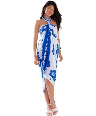 Womens Triple Lei Swimsuit Cover-Up Sarong Polynesian White/Blue $12.90 Swimsuits