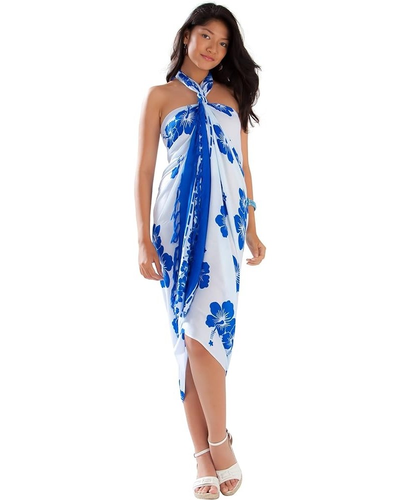 Womens Triple Lei Swimsuit Cover-Up Sarong Polynesian White/Blue $12.90 Swimsuits