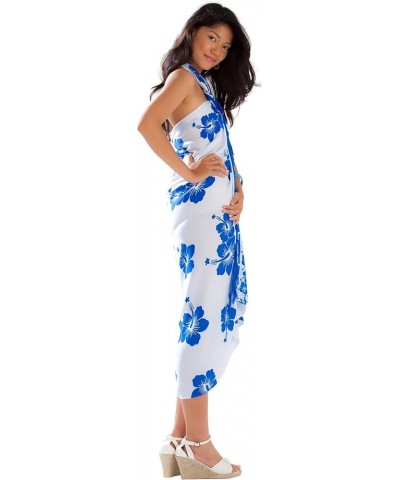 Womens Triple Lei Swimsuit Cover-Up Sarong Polynesian White/Blue $12.90 Swimsuits