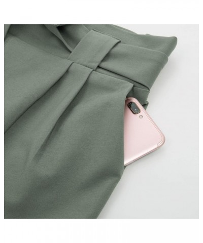 Womens Casual High Waist Pencil Pants with Bow-Knot Pockets for Work Gray Green $13.99 Pants