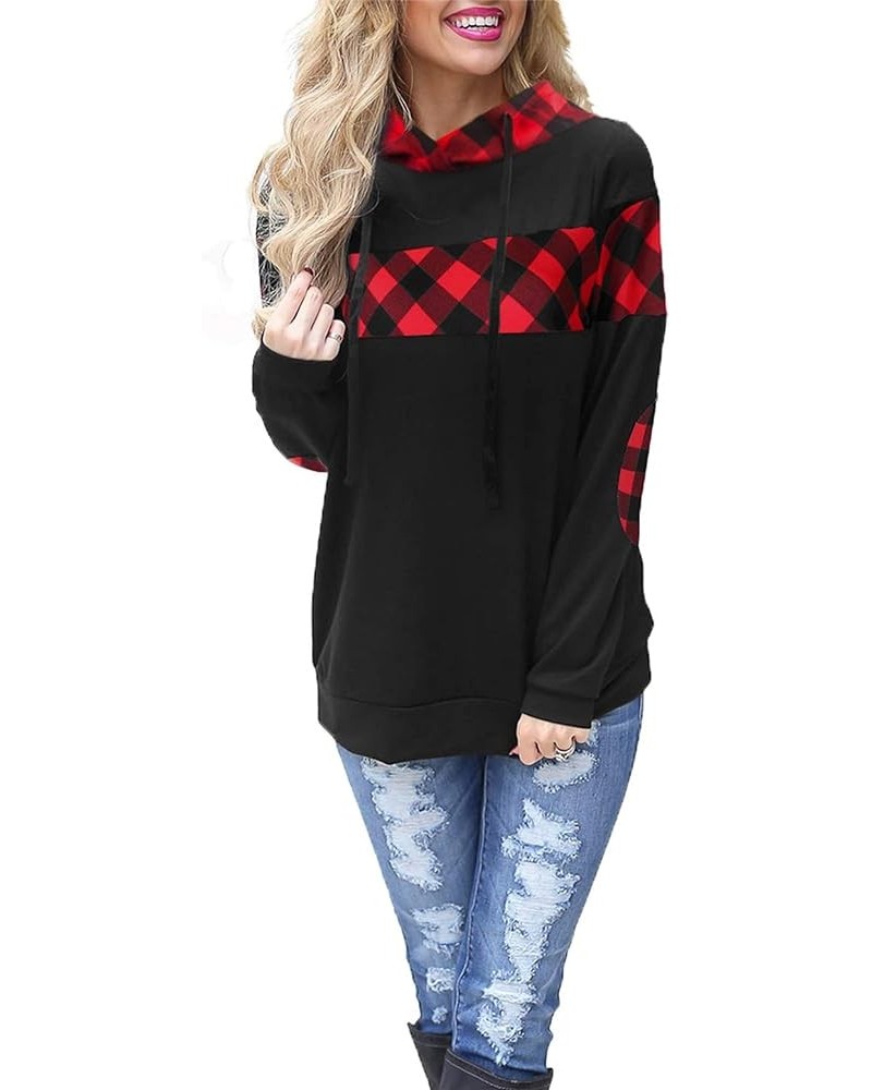 Women's Color Block Plaid Shirt Crewneck Sweatshirt Elbow Patches Pullover Sweatshirt Top Muticolor $17.91 Hoodies & Sweatshirts