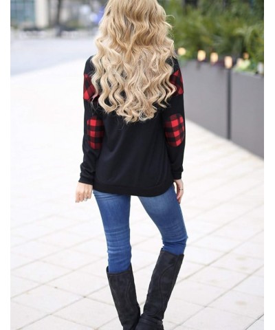 Women's Color Block Plaid Shirt Crewneck Sweatshirt Elbow Patches Pullover Sweatshirt Top Muticolor $17.91 Hoodies & Sweatshirts