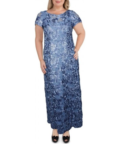 Women's Long Rosette Lace Cap Sleeve Gown Brushed Peri $72.48 Dresses