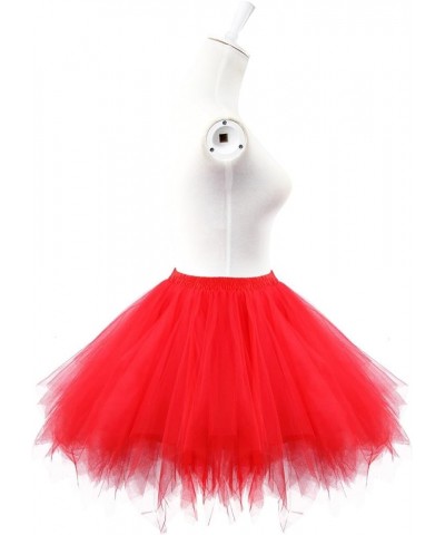 Women's Short Vintage Ballet Bubble Puffy Tutu Petticoat Skirt Red $15.38 Skirts