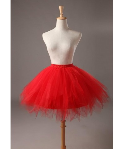 Women's Short Vintage Ballet Bubble Puffy Tutu Petticoat Skirt Red $15.38 Skirts