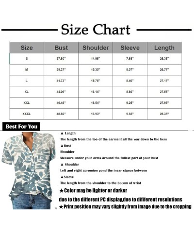 Women Button Down Henley Shirts Short Sleeve Boho Blouses V Neck Vintage Floral Trendy Tunic Tops with Pocket 05-green $7.35 ...