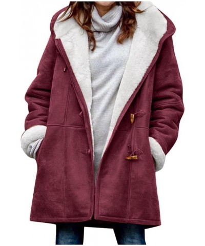 Women's Winter Coats Mid Length Lined Warm Heavy Jackets Thickened Windproof Outerwear With Fleece Hood, S-2XL 2-wine $9.16 J...