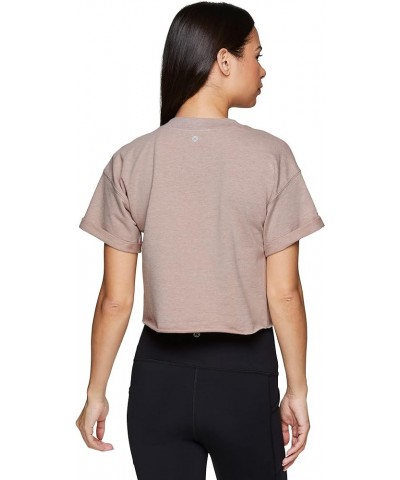 Women's Relaxed Crop Top Athletic Fashion Yoga Short Sleeve Cropped T-Shirt Bft Sand $9.80 Activewear