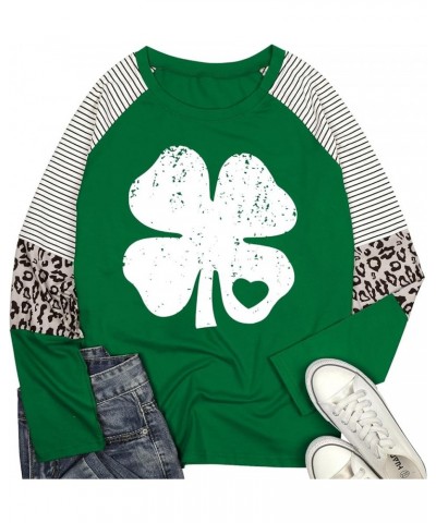 Women Plus Size St. Patrick's Day Shirt Lucky Shamrock Tees Green Heart Tshirt Irish Clover Tops Green $8.99 Tops