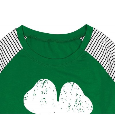 Women Plus Size St. Patrick's Day Shirt Lucky Shamrock Tees Green Heart Tshirt Irish Clover Tops Green $8.99 Tops