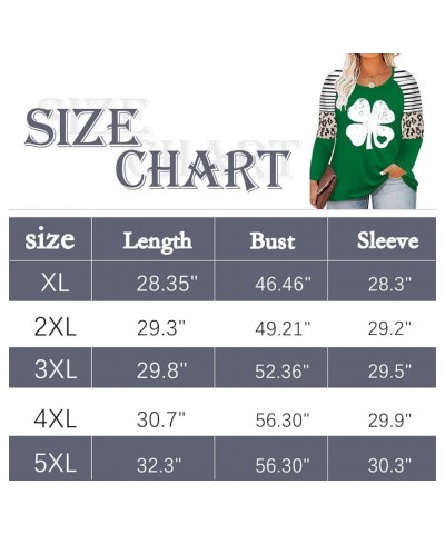 Women Plus Size St. Patrick's Day Shirt Lucky Shamrock Tees Green Heart Tshirt Irish Clover Tops Green $8.99 Tops