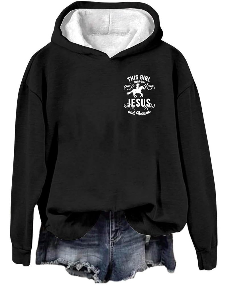 Just a Girl Who Loves Horses Hoodies for Women Long Sleeve Hooded Sweatshirts Loose Fit Casual Pullover Tops Ladies Clothes 3...