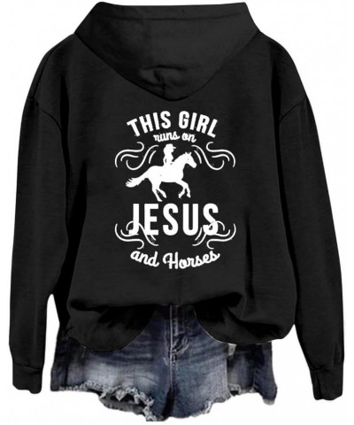 Just a Girl Who Loves Horses Hoodies for Women Long Sleeve Hooded Sweatshirts Loose Fit Casual Pullover Tops Ladies Clothes 3...