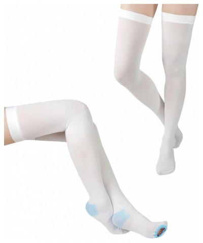 2 Pairs Anti Embolism Ted Hose Compression Stockings Thigh High Compression Socks 15-20 mmHg for Women and Men with Inspect T...