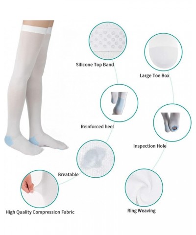 2 Pairs Anti Embolism Ted Hose Compression Stockings Thigh High Compression Socks 15-20 mmHg for Women and Men with Inspect T...