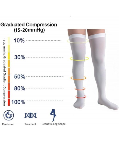 2 Pairs Anti Embolism Ted Hose Compression Stockings Thigh High Compression Socks 15-20 mmHg for Women and Men with Inspect T...