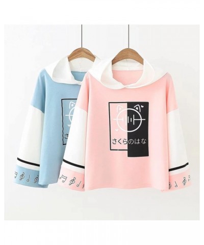 Kawaii Hoodie for Womens - Kawaii Hoodie Autumn New Girl Cartoon Hooded Long Sleeved Sweater (Color : Blue, Size : One Size) ...