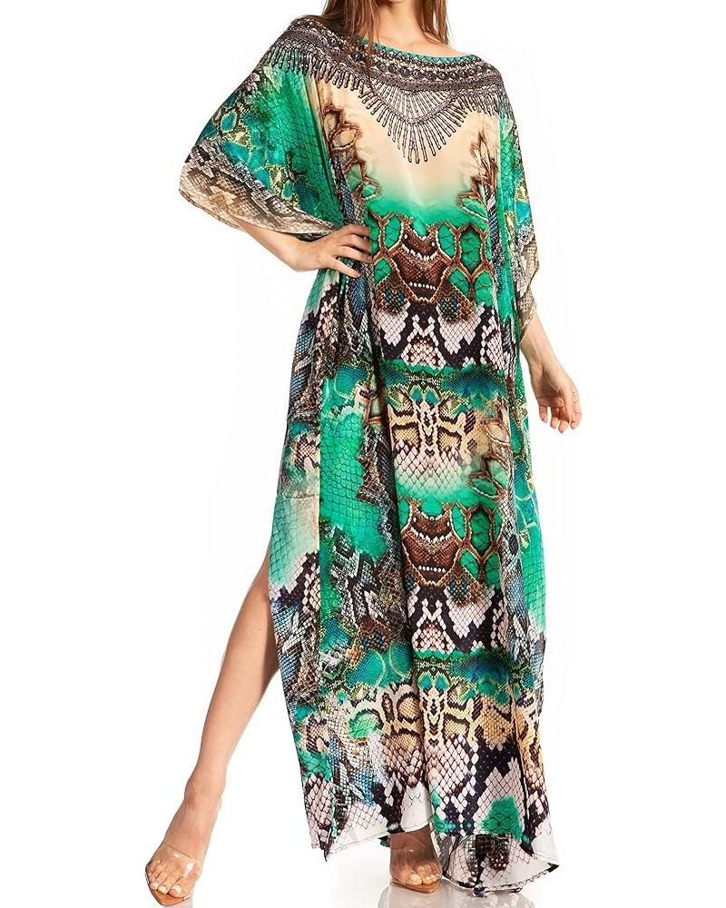 Jabari Women's Maxi Short Sleeve Long Beach Kaftan Dress Boho Loose Gown 416 $32.99 Dresses