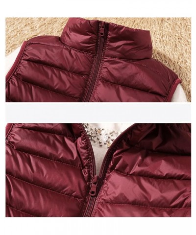 Women's Lightweight Thin Down Warm Vestsleeveless Cropped Puffer Jacket Vest Lining Blue $16.05 Vests