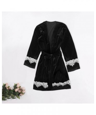 Lingerie for Women Sleep Lounge Plus Size Bathrobe Nightgown Gold Velvet Pajamas Robe Sleepwear for Naughty Sex Play Black $1...