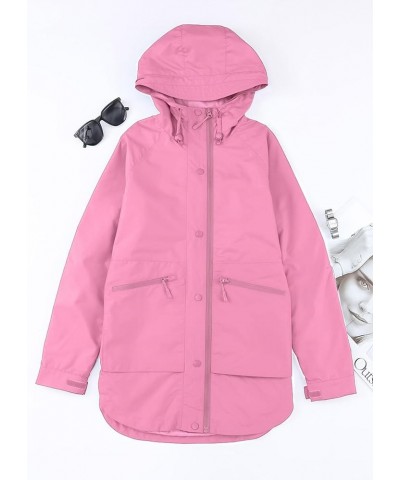 Womens Lightweight Windbreaker Raincoat Waterproof Packable Outdoor Rain Jackets with Hood Pink $26.40 Coats