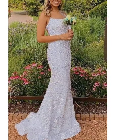 Women's Sequin Prom Dresses with Slit Mermaid Sparkly Glitter Evening Gown Spaghetti Straps Long Formal Dress Plus Size Dark ...