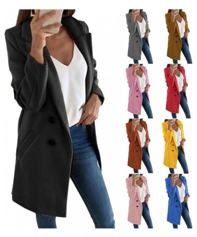 Women's Stylish Mid Length Artificial Wool Blend Trench Dressy Office Thick Warm Button Up Winter Jackets with Pockets L Ligh...