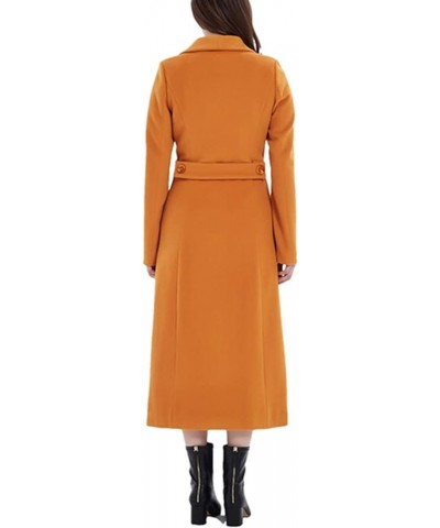 Autumn Winter Women's Elegant Double-Breasted Wool Coat Long Overcoat Jacket Yellow $97.00 Coats