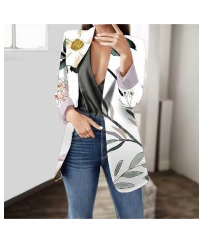 Womens Blazers for Work Casual Dressy Floral Printed Long Sleeve Business Jackets Blazer 08 White $12.00 Hoodies & Sweatshirts