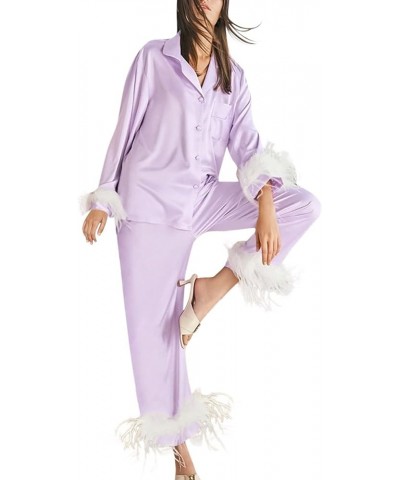 Silk Pajamas for Women Sexy Pajama Womens Pajama Sets Sexy Plus Valentines Lingerie for Women Purple-3 $22.94 Sleep & Lounge