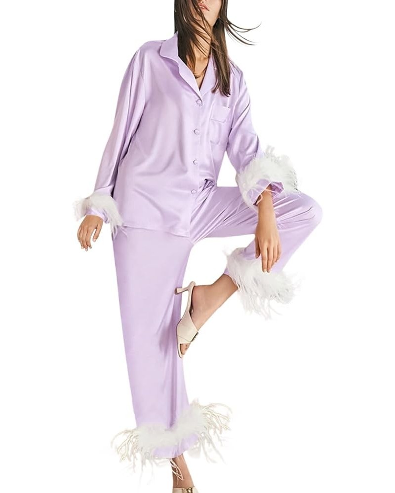 Silk Pajamas for Women Sexy Pajama Womens Pajama Sets Sexy Plus Valentines Lingerie for Women Purple-3 $22.94 Sleep & Lounge