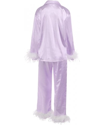 Silk Pajamas for Women Sexy Pajama Womens Pajama Sets Sexy Plus Valentines Lingerie for Women Purple-3 $22.94 Sleep & Lounge