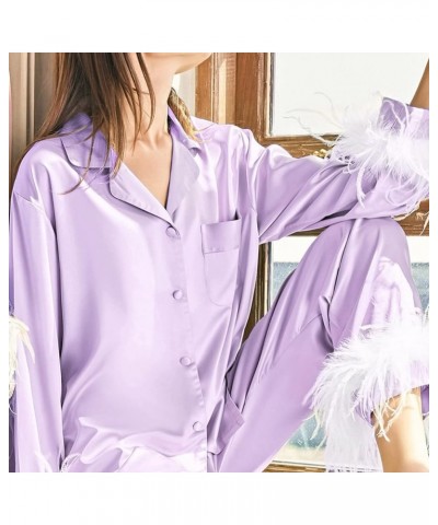 Silk Pajamas for Women Sexy Pajama Womens Pajama Sets Sexy Plus Valentines Lingerie for Women Purple-3 $22.94 Sleep & Lounge