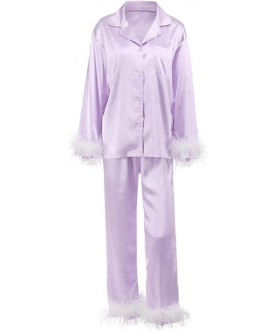 Silk Pajamas for Women Sexy Pajama Womens Pajama Sets Sexy Plus Valentines Lingerie for Women Purple-3 $22.94 Sleep & Lounge