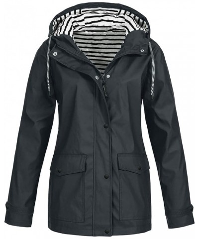 Rain Jacket for Womens Waterproof with Hood Long Sleeve Raincoats Lightweight Travel Windbreaker Outdoor Trench Coat B01-blac...