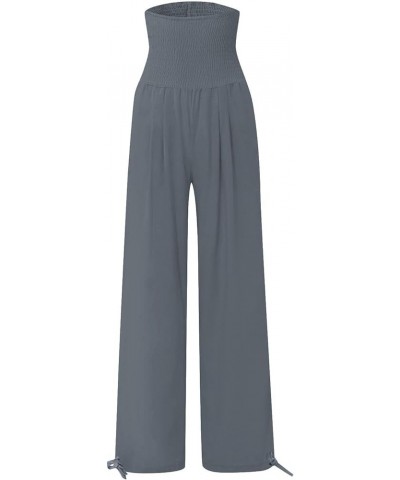 Women Linen Palazzo Pants Flowy Boho Wide Leg High Waist Long Pants Casual Gauze Lounge Pant Trousers with Pockets Linen 06-g...