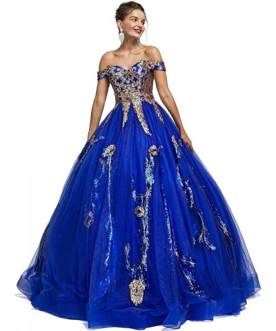 Women's Beading Sweetheart Ball Gown Tulle Layed Long Quinceanera Dress Royal Blue 22 $49.95 Dresses