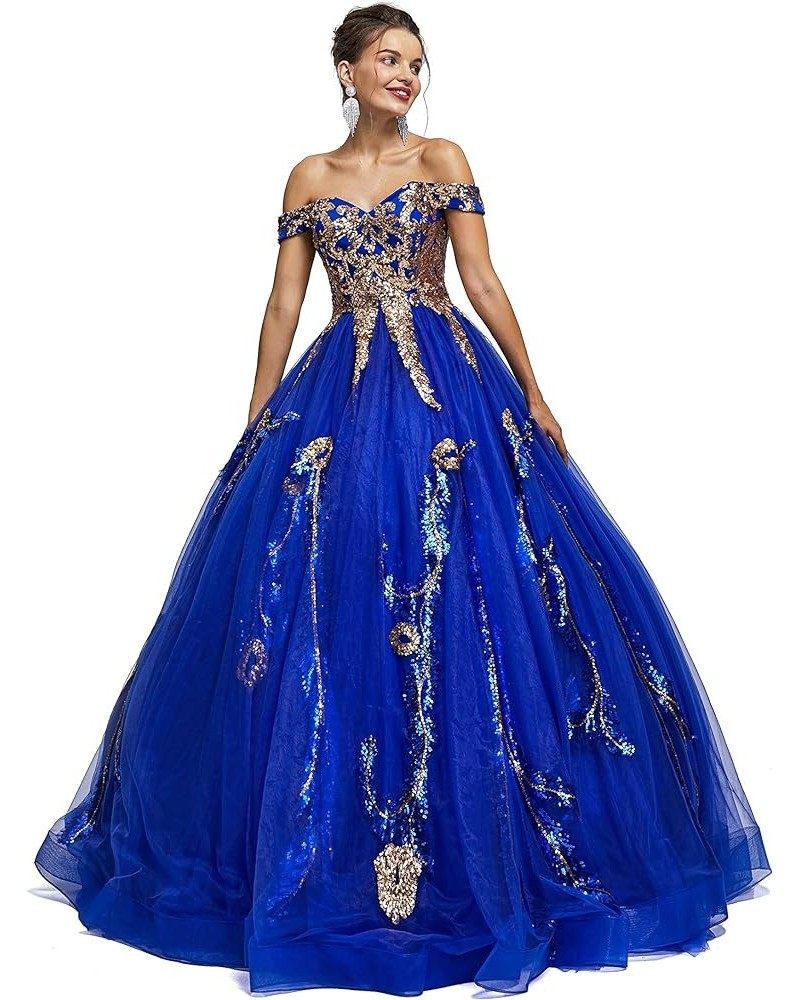 Women's Beading Sweetheart Ball Gown Tulle Layed Long Quinceanera Dress Royal Blue 22 $49.95 Dresses