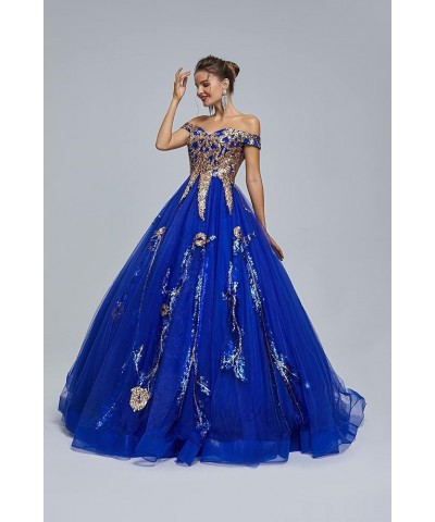 Women's Beading Sweetheart Ball Gown Tulle Layed Long Quinceanera Dress Royal Blue 22 $49.95 Dresses