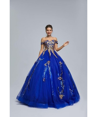 Women's Beading Sweetheart Ball Gown Tulle Layed Long Quinceanera Dress Royal Blue 22 $49.95 Dresses