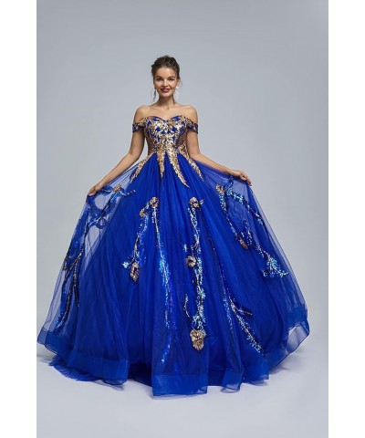 Women's Beading Sweetheart Ball Gown Tulle Layed Long Quinceanera Dress Royal Blue 22 $49.95 Dresses