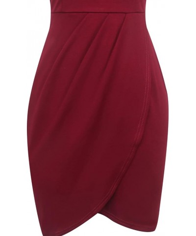 Women's Wrap V Neck Bodycon Ruched Cocktail Party Dress Chic Church Wedding Club Pencil Dresses OX345 Dark Red $23.21 Dresses