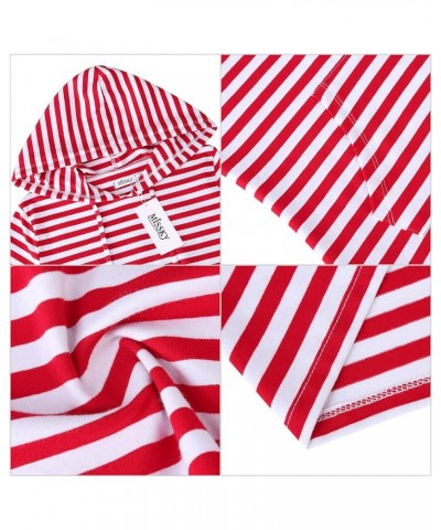 Women's Casual Pocket Slim Pullover Maxi Hoodie Dress 3/4 Sleeve/Red&white $15.92 Dresses