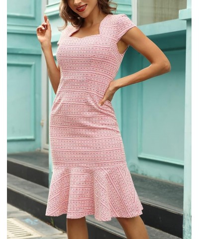 Women's Gorgeous Work Pencil Dress Cap Sleeve Sexy Bodycon Dress Rose $25.52 Dresses