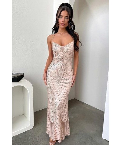 Halter Prom Dresses for Women 2024 Glitter Sequin Sexy Backless Mermaid Formal Evening Gowns YJ217 A-rose Gold $29.25 Dresses