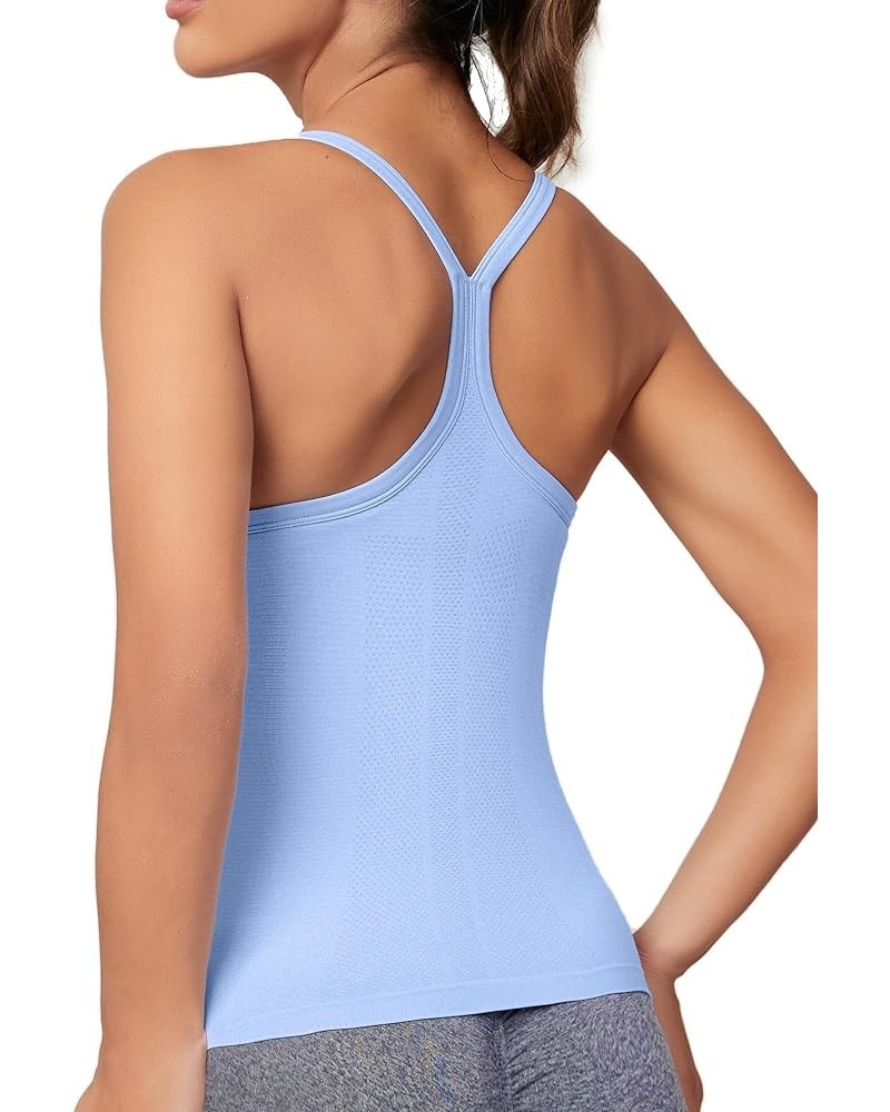 Workout Tank Tops for Women with Built in Bra, Sleeveless Gym Tops Seamless Racerback Athletic Yoga Shirts Lightblue $13.71 A...